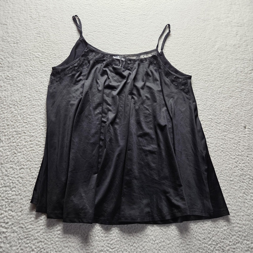 Ekouaer Sleep Gown Womens XXL Black Satin Sleeveless Chemise Nightgown